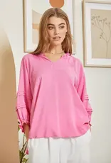 Lili Lu Ruffle Neck Top With 3/4 Sleeves