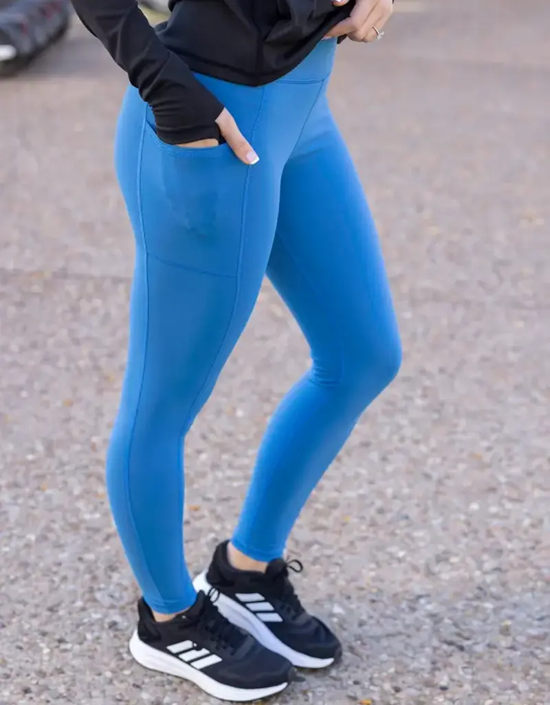 Grace and  Lace Best Squat Proof Pocket Leggings in Pacific Blue