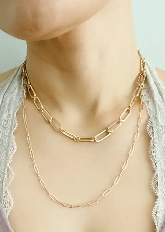 Pretty Simple Gold - Big & Small Double Chain Link Necklace