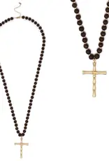 Lili Lu Crown Black Bamboo Cross - Gold