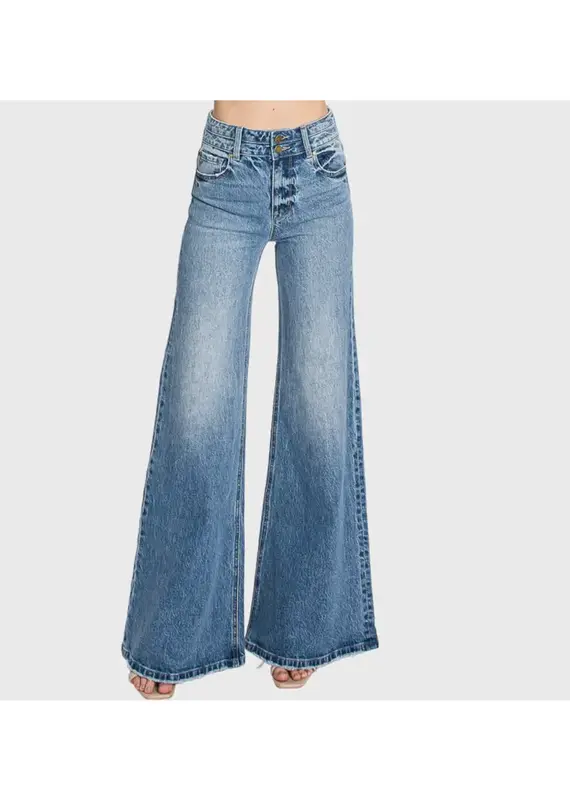 Petra153 High Waisted Comfort Stretch Vintage Wide Leg
