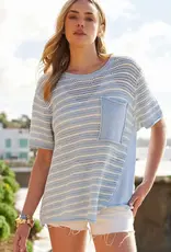 Lili Lu Oversized Striped Top with Front  Pocket
