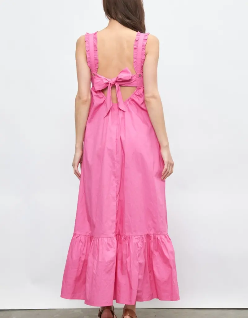Lili Lu Ruffle Strap Long Dress with Tie Back Detail
