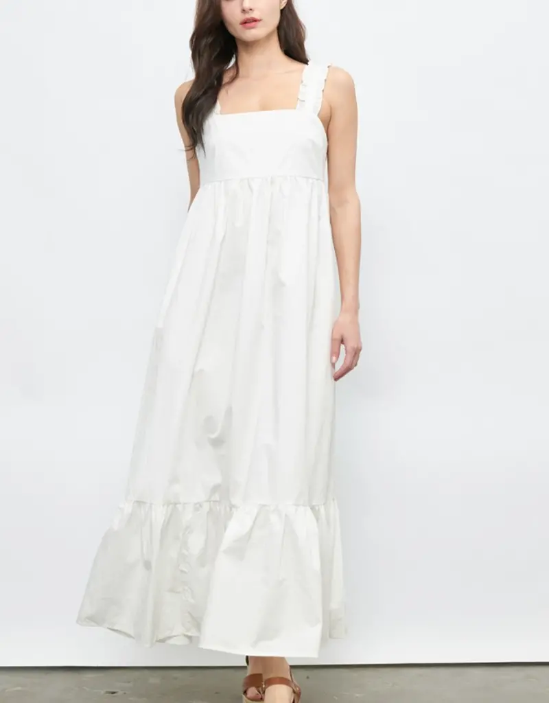 Lili Lu Ruffle Strap Long Dress with Tie Back Detail