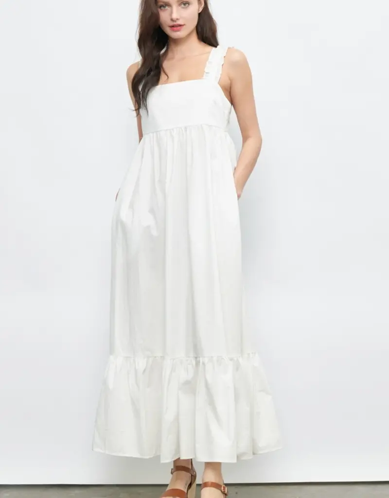 Lili Lu Ruffle Strap Long Dress with Tie Back Detail
