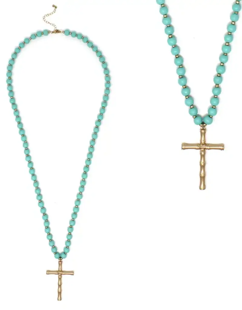 Lili Lu CROWN TURQUOISE - Bamboo Gold Cross