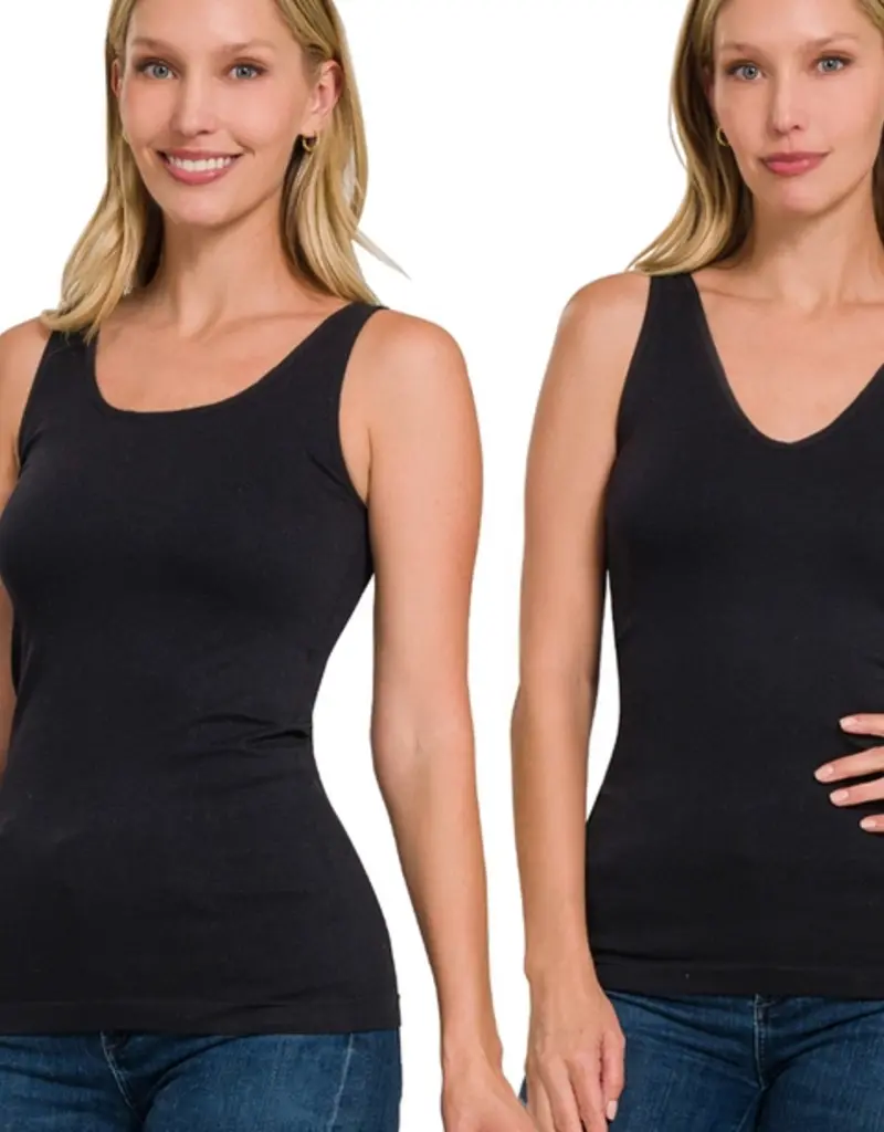 2 Way V-Neck/Scoop Neck Seamless Tank