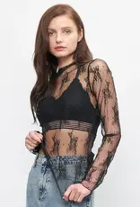Long Sleeve Sheer Lace Mesh Top
