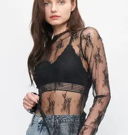 Long Sleeve Sheer Lace Mesh Top