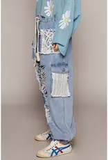 Vintage Distressed Jogger Pant With Crochet Patch Detail
