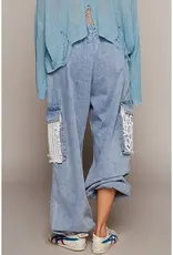 Vintage Distressed Jogger Pant With Crochet Patch Detail