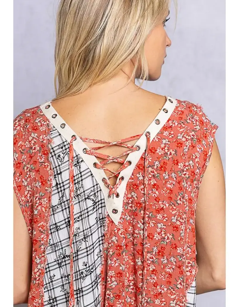 Floral Print Back Laced Up Sleeveless Top/Dress