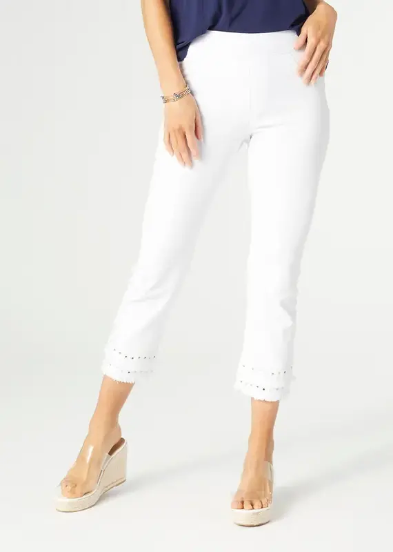 Omg Capri Jeans with Embroidered Eyelet Trim