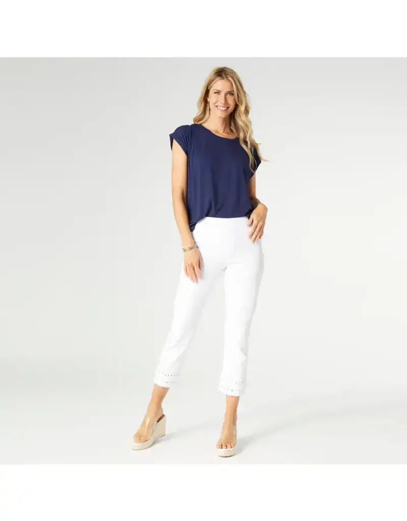 Omg Capri Jeans with Embroidered Eyelet Trim