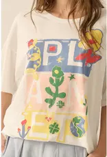 Planet Earth Vintage-Print Oversize Graphic Tee