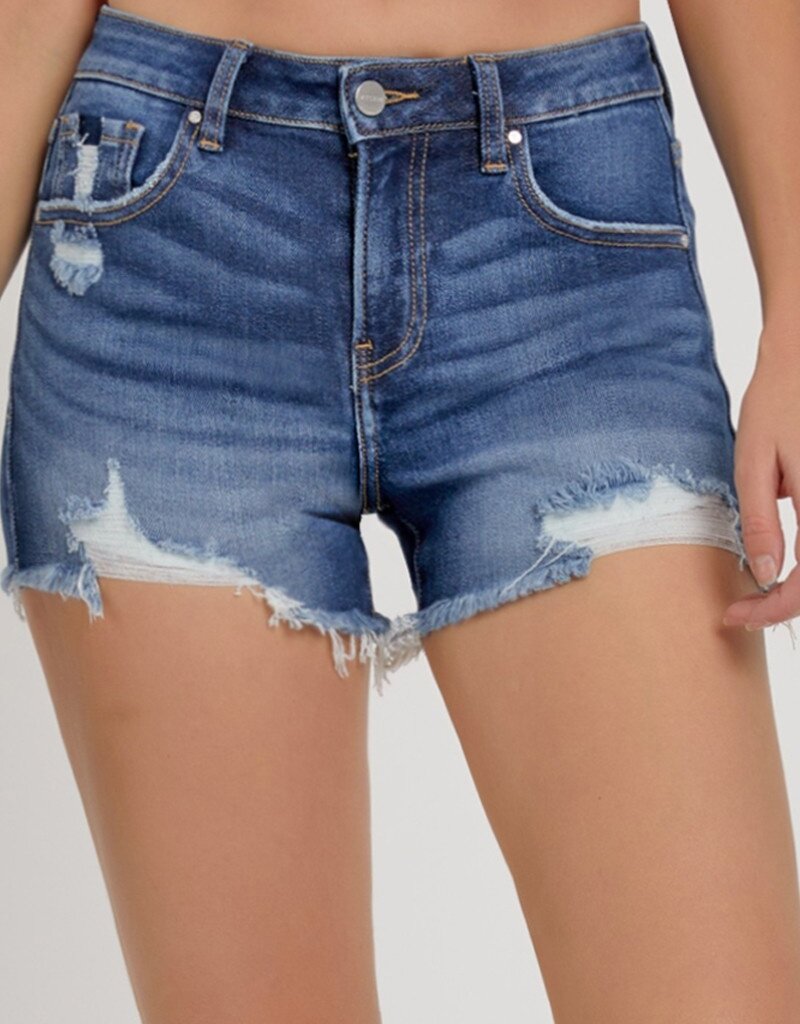 Risen Jeans Risen - Mid-Rise Bottom Hem Distressed Detail Shorts
