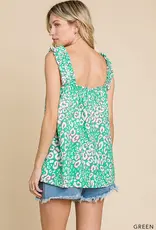 Leopard Print Ruffle Strap Top
