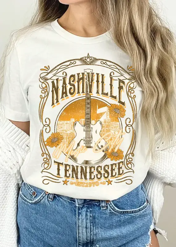 Nashville Music City Flower Graphic Tee