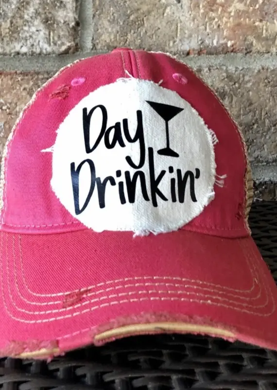 Day Drinkin Ball Cap, Distressed Hat, Weathered in Hat in 3 colors