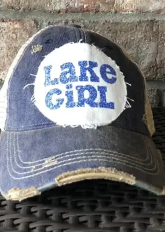 Lake Girl Hat, Blue Glitter Lake Hat, Summer Hat  Navy
