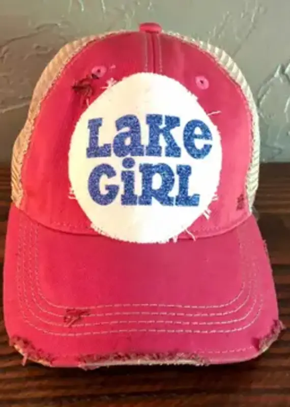 Lake Girl Hat, Blue Glitter Lake Hat, Summer Hat  Pink