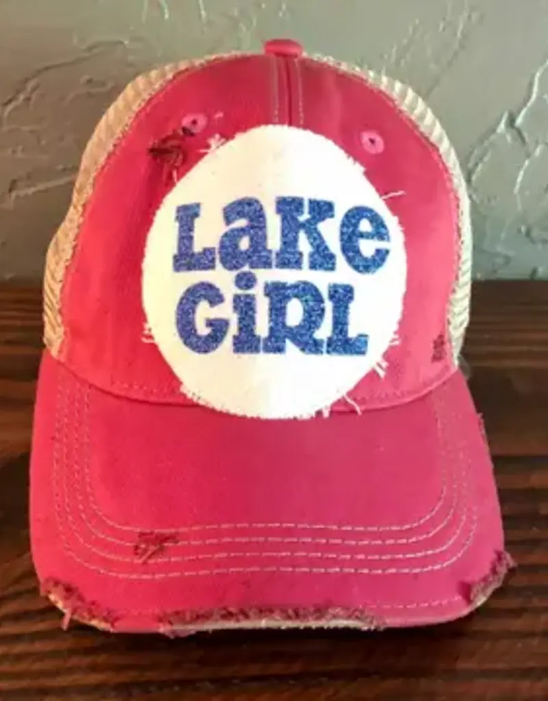Lake Girl Hat, Blue Glitter Lake Hat, Summer Hat  Pink