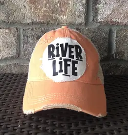River Life Hat, River Cap, Swim Hat, Distressed Hat  Sherbet