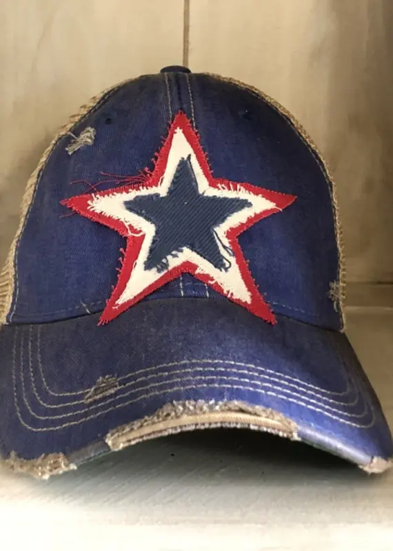 Star Hat, Red, White and Blue Hat  Navy