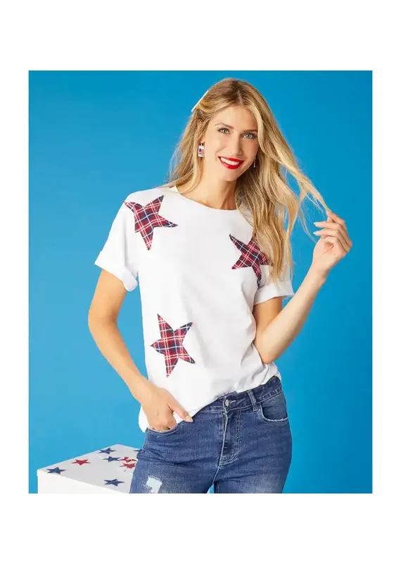 White Star Patchwork Tee - 4th of July