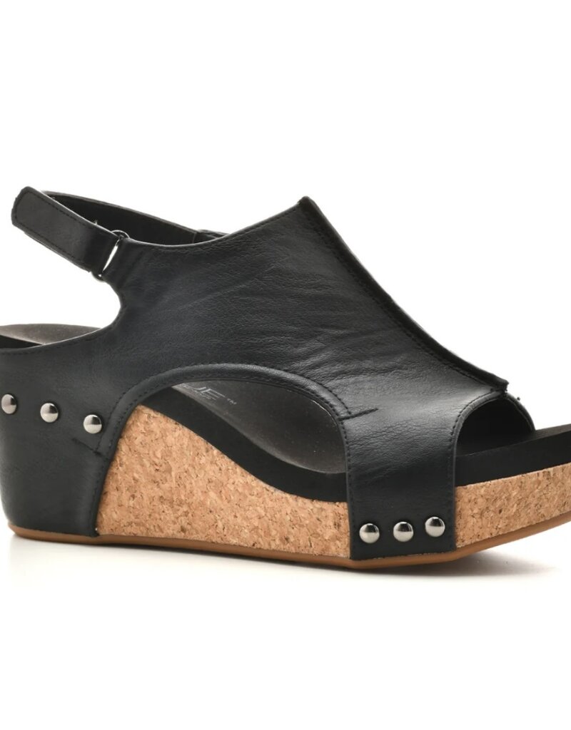 Corkys Carley Black Smooth Sandal