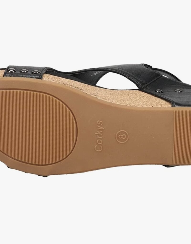 Corkys Carley Black Smooth Sandal