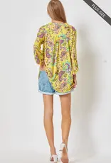 CURVY Lizzy 3/4 Paisley Floral Wrinkle Free Top