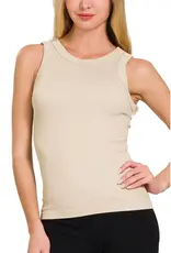 2 Way Neckline Washed Ribbed Tank Top