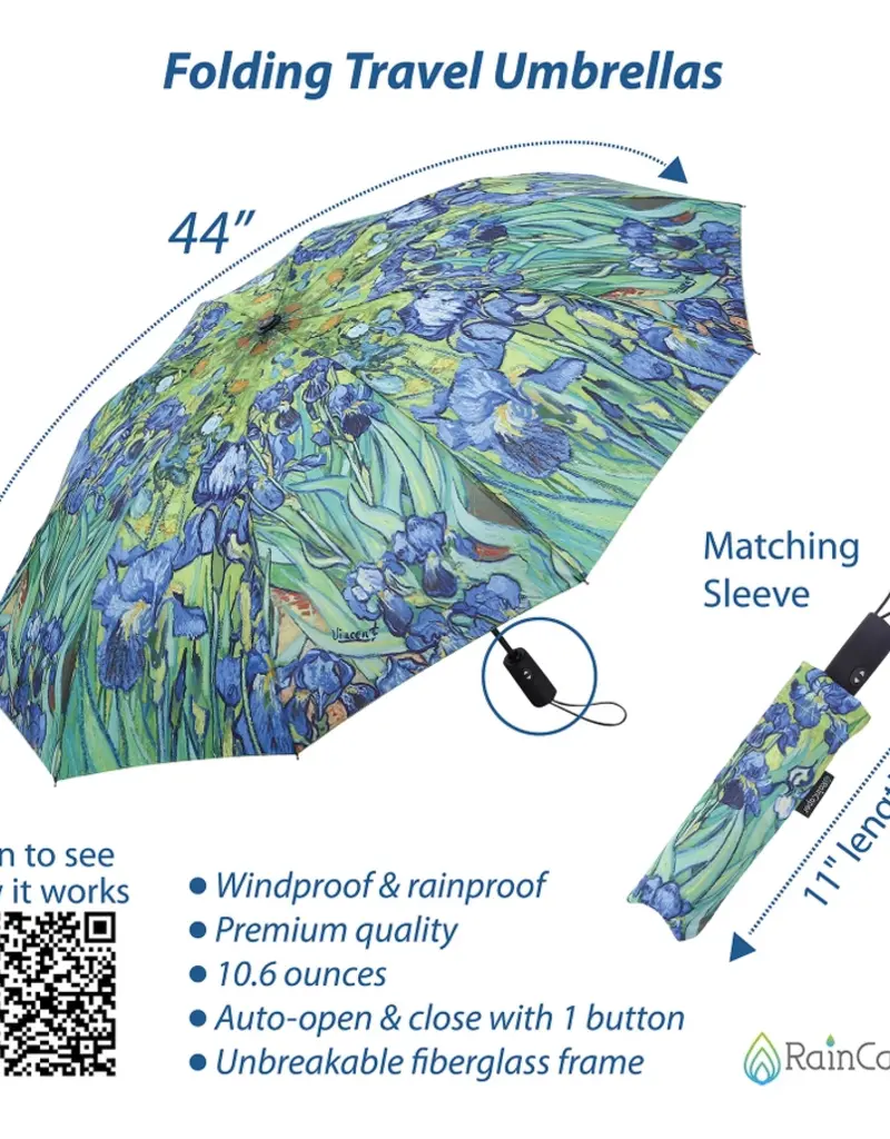 RainCaper Van Gogh Irises Folding Travel Umbrella