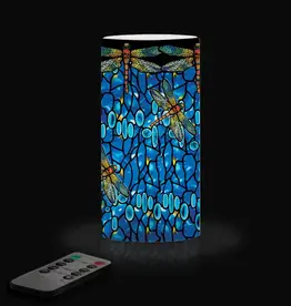 6 in. Led Flameless Wax Candle - Tiffany "Dragonfly"