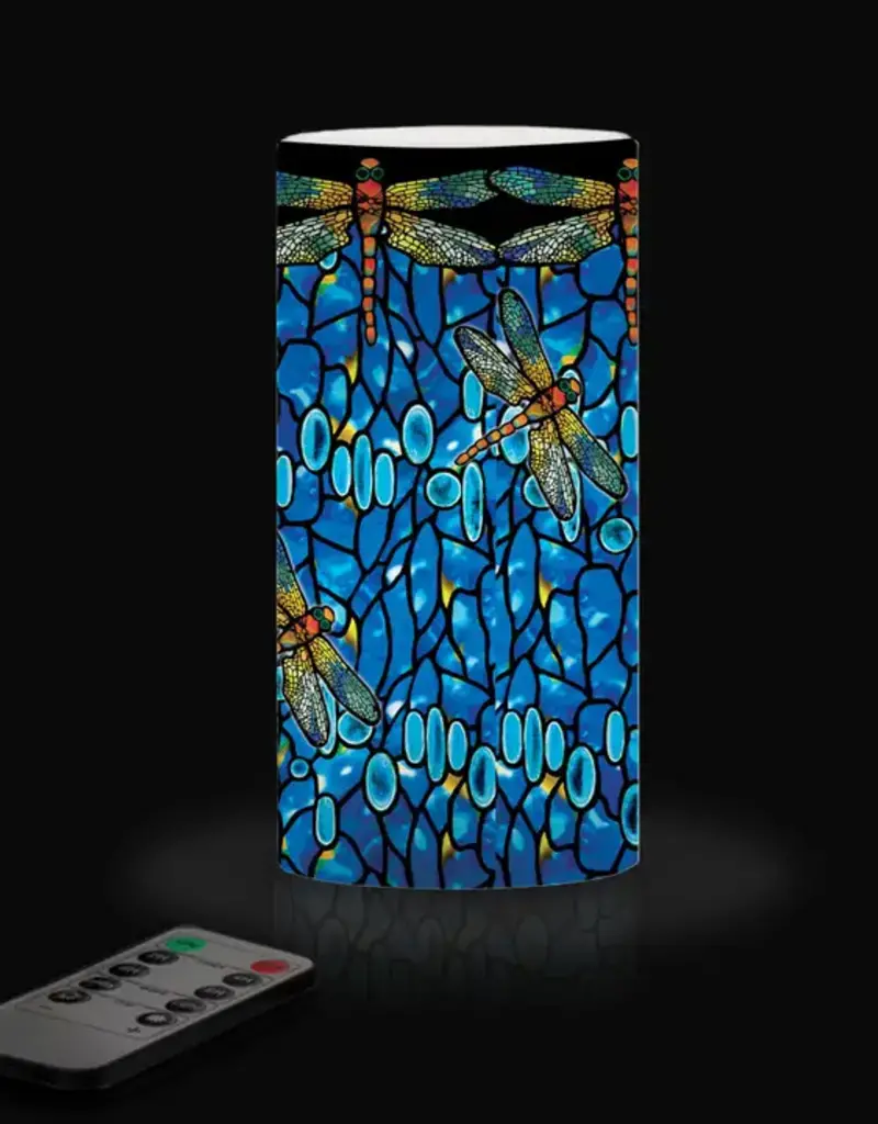 6 in. Led Flameless Wax Candle - Tiffany "Dragonfly"
