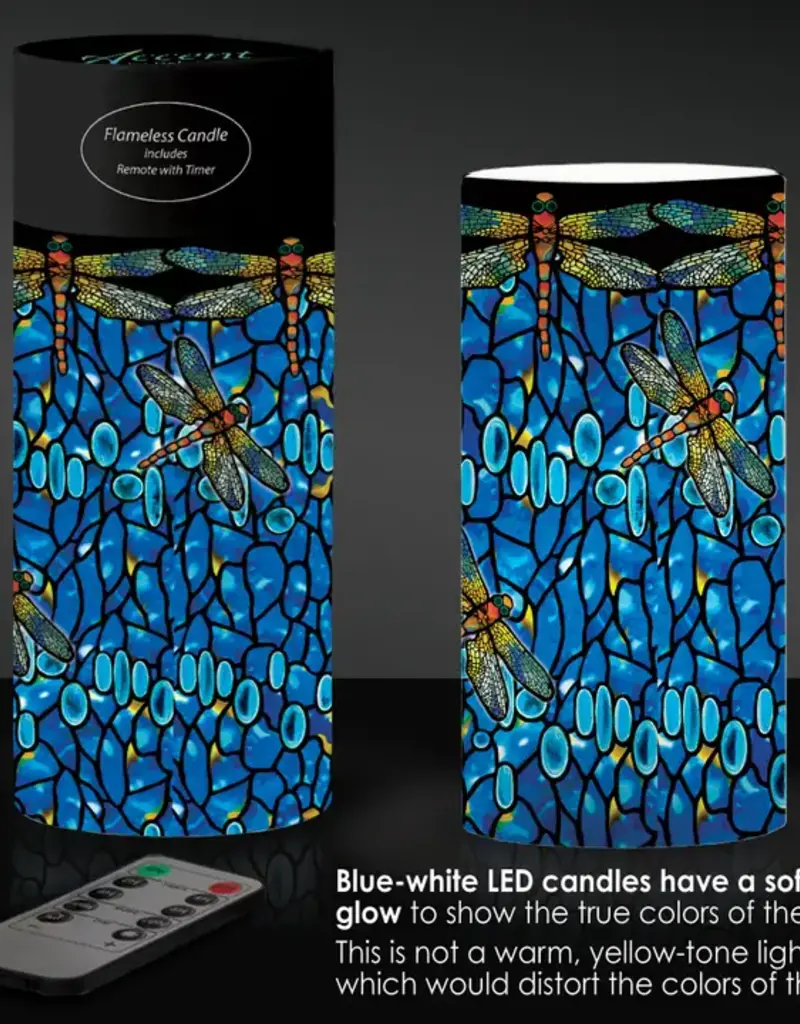 6 in. Led Flameless Wax Candle - Tiffany "Dragonfly"