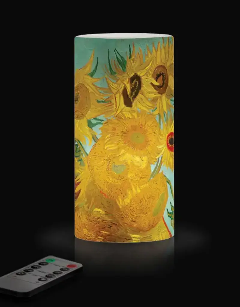 6 in. Led Flameless Wax Candle - Van Gogh "Sunflowers"