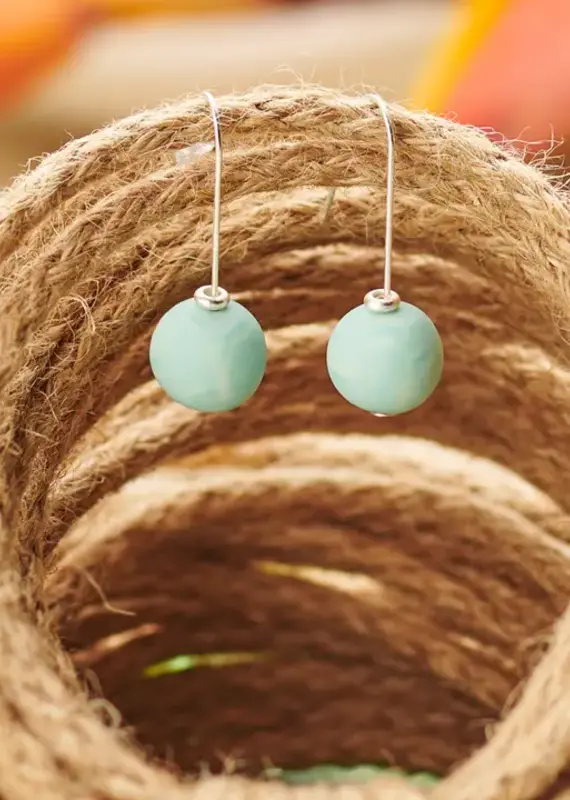 Maui Blue Single Bead Earrings