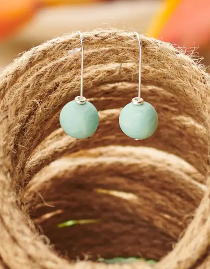 Maui Blue Single Bead Earrings