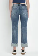 High Rise Cuff Straight Jeans
