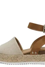 Canvas Platform Ankle Strap Sandal