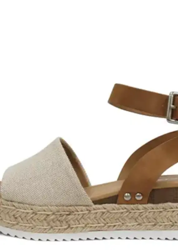 Canvas Platform Ankle Strap Sandal