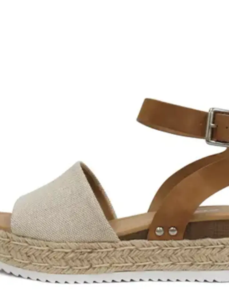 Canvas Platform Ankle Strap Sandal