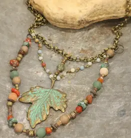 Verdigris Maple Leaf Fall Layered Necklace