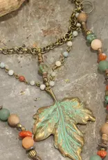 Verdigris Maple Leaf Fall Layered Necklace