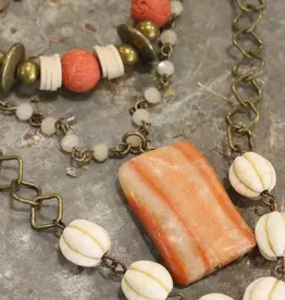 Rusty Pumpkin & Leaf Layered Fall Necklace