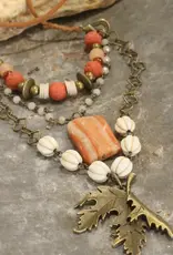 Rusty Pumpkin & Leaf Layered Fall Necklace