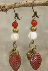 Fall Czech Leaf & Acorn Drop Earrings
