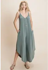 Solid French Terry Wide Leg Jumpsuit
